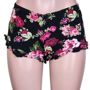 Ambiance Apparel Small Black Floral Booty Shorts